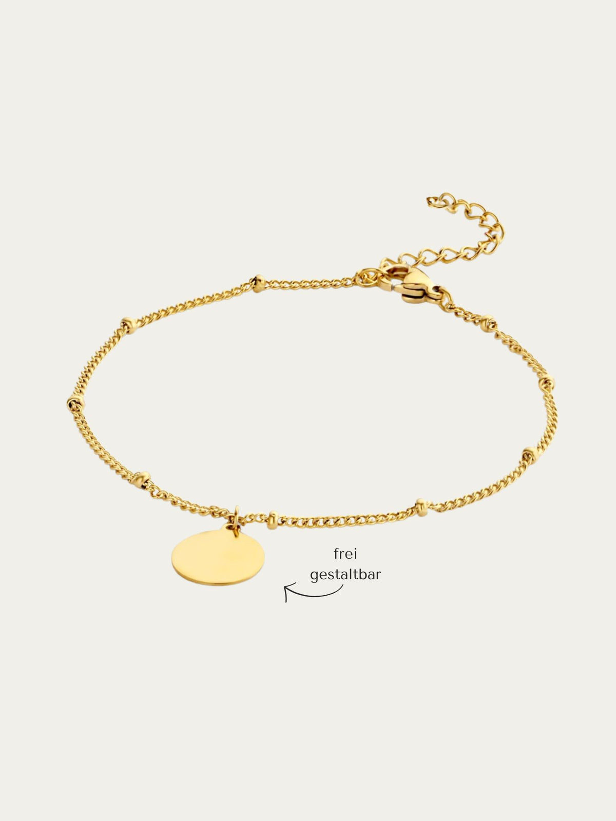 Armband mit Kugelkette und rundem Gravuranhänger