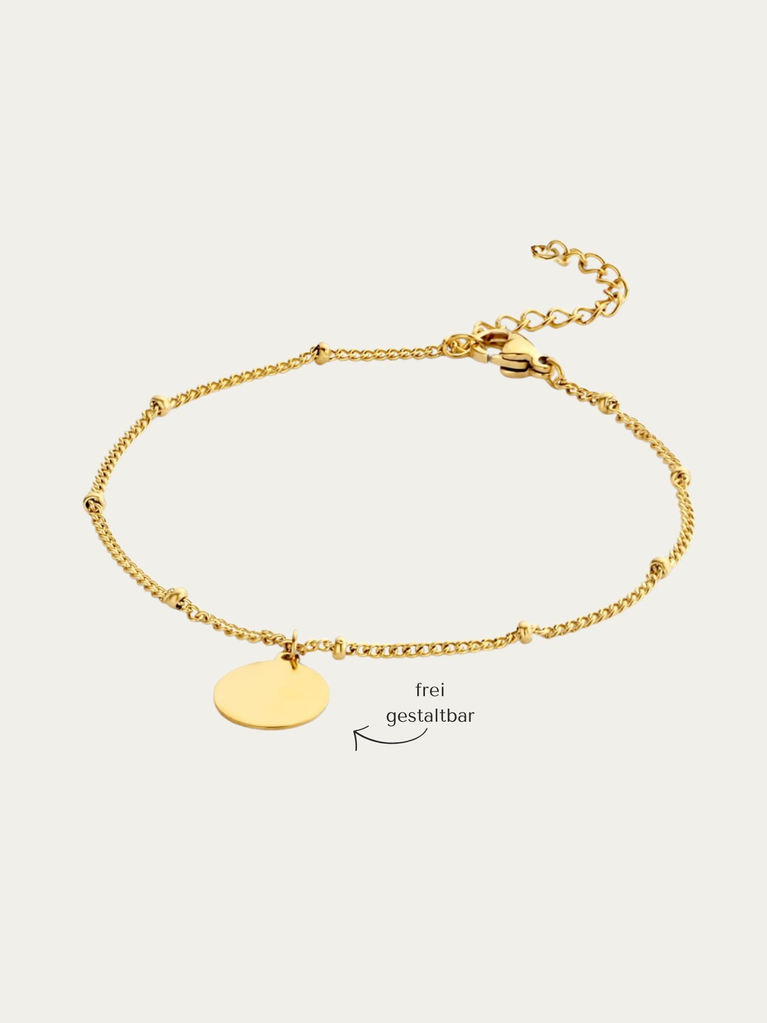 Armband mit Kugelkette und rundem Gravuranhänger