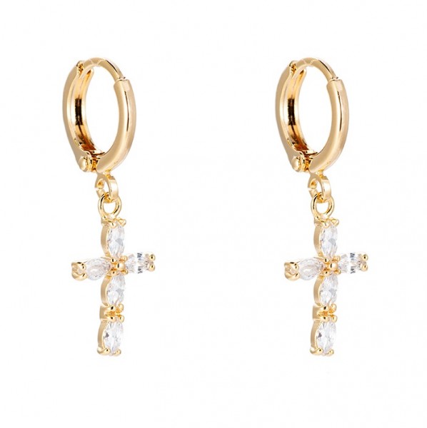 Cross Shine Ohrringe Gold 14K vergoldet