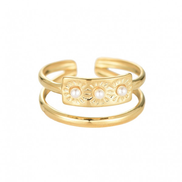 Carola Duo Gold Ring 14K vergoldet