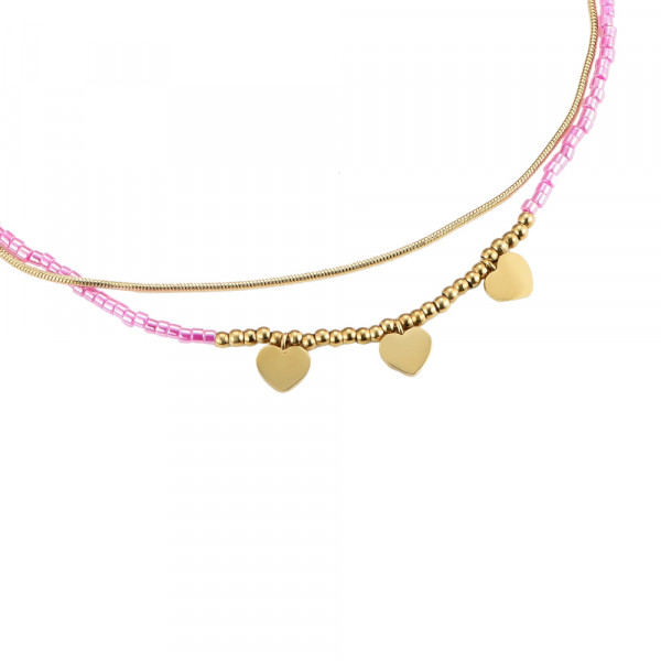 Gelja heart pink Fußkette 14k vergoldet