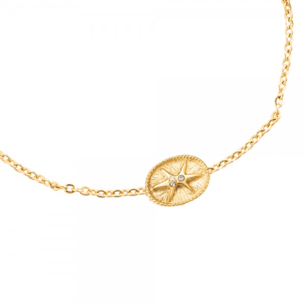 ILUE Armband Anhänger Edelstahl Kristall Gold Geschenk Blogger Mode