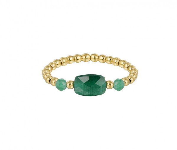 Zina Green Ring Gold 18K vergoldet