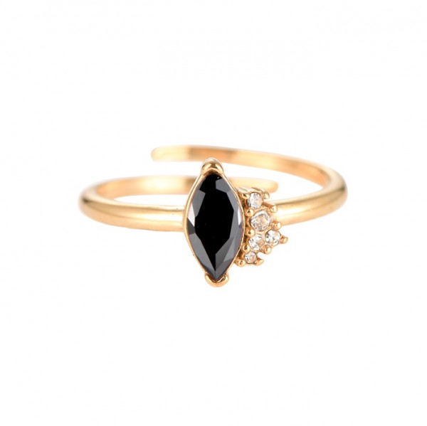 Floria Ring Gold 14K vergoldet schwarz